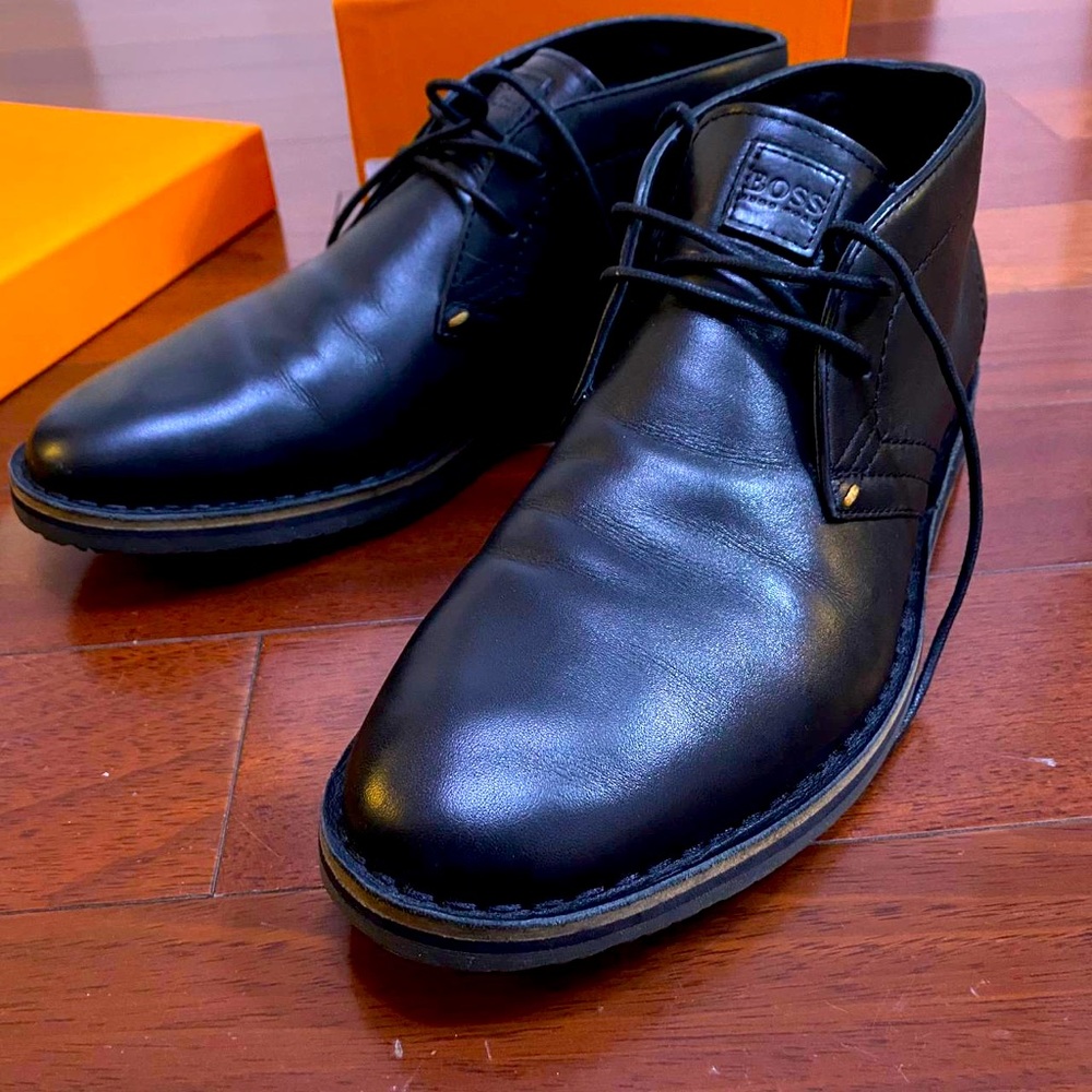 Hugo Boss Volusi Black Men's Leather Boots Mid Top